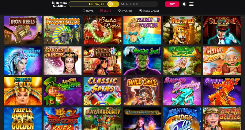 Chumba Casino mobile gaming interface